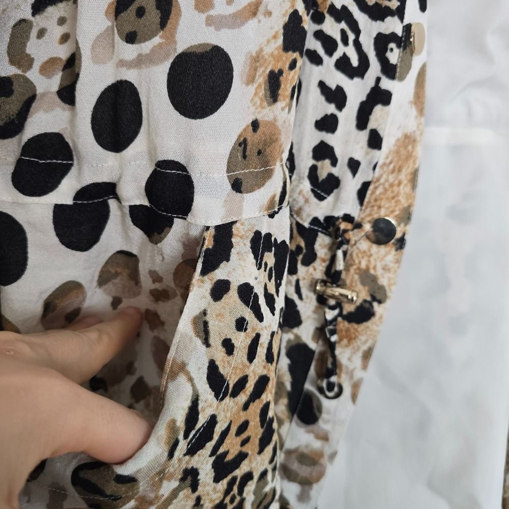 Chicos Womens Animal Print Longline Jacket Size XL Leopard‎ Lightweight Mob Wife - Picture 5 of 15